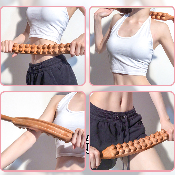 Wooden Massage Stick with Rolling Beads