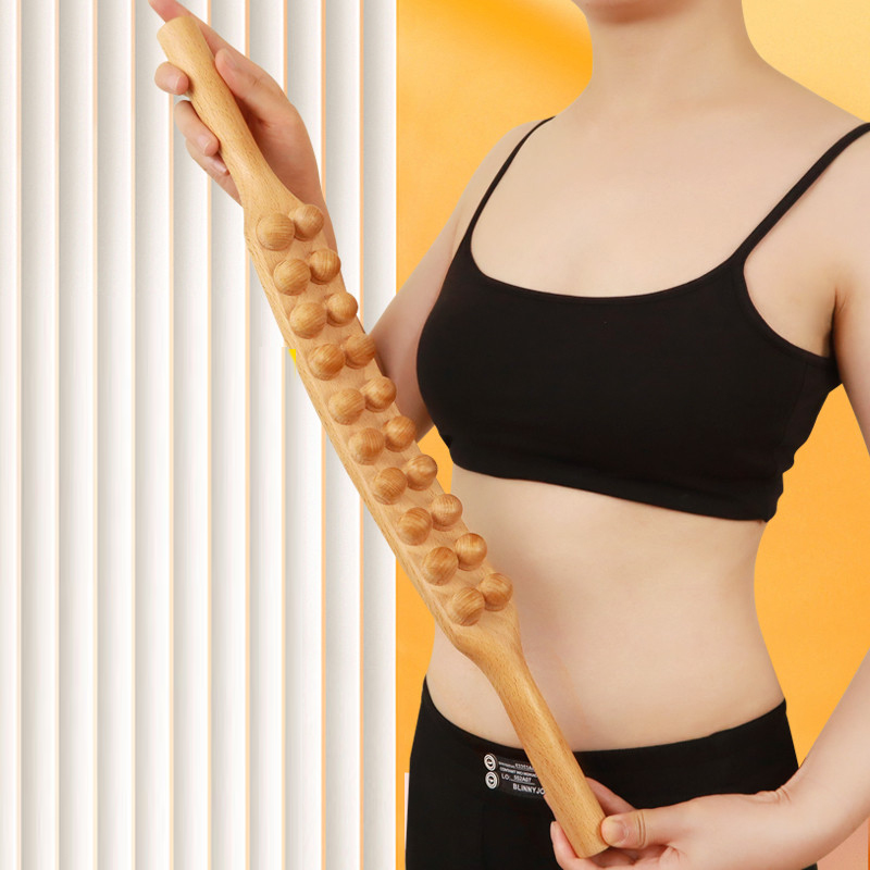 Wooden Massage Stick with Rolling Beads