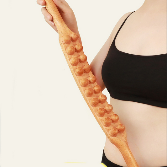 Wooden Massage Stick with Rolling Beads